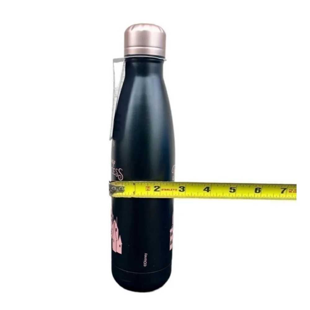 Disney Princess Black & Pink Thermal Water Bottle 17oz – Stainless Steel – NEW! - Picture 8 of 11